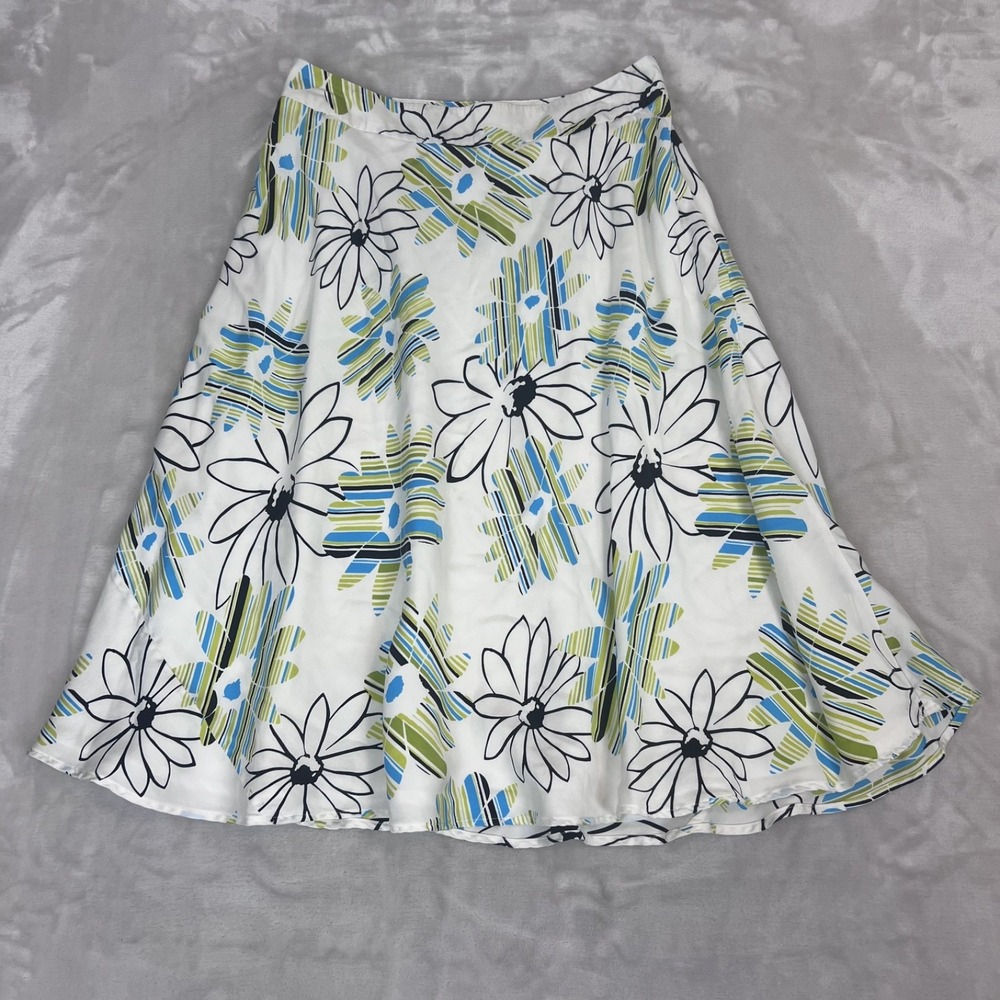 Vintage Y2K Floral Silk Skirt Womens 4‎ Knee Length A Line Fairy Boho Whimsical